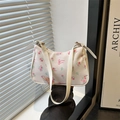Sac à bandoulière à fleurs avec roses roses et ruban pour un style coréen estival - Fleur Rose