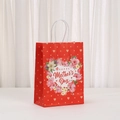 Sacchetto regalo rosso per la Festa della Mamma in carta kraft con cuore floreale - 474-2 Cuore Floreale Rosso / 21x15x8cm