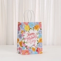 Floral Happy Mother's Day kraft paper gift bag with twisted handles and colorful flower print - 474-1 White Colorful Floral / 21x15x8cm