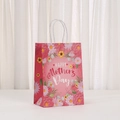 Floral Happy Mother's Day kraft paper gift bag with white rope handles on white background - 474-5 Pink Dainty Floral / 21x15x8cm