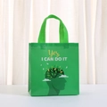 Detail of green non-woven shopping bag featuring creative Yes I Can Do It typography - Yes I CAN DO IT Silhouette Style (5028-1)