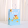Blue little duck gift bag with white handles for parties and cute festive packaging - Heart Sunglasses Duck Pattern (486-3) / 21*15*8cm