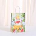 Detail of summer-themed paper gift bag with pineapple gnome design and rope handles - Kraft Paper / Pineapple Gnome (494-1) / 21x15x8cm