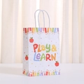 White Play & Learn gift bag with colorful pencil borders and rainbow lettering for school - Colored Pencils Style (500-2) / 21*15*11