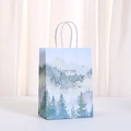 Forest adventure kraft paper gift bag with mountain landscape and twist handles - Mountain Forest Style (491-1) / 21x15x8