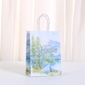 Forest adventure kraft paper gift bag with mountain print and 'Let The Adventure Begin' text - Snow Mountain Lake Style (491-4) / 21x15x8