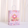 Detail of pink princess gift bag with glittery pumpkin carriage and floral patterns - Pumpkin Carriage Pink Style (492-3)