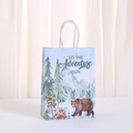 Adventure forest theme paper gift bag with watercolor bear and pine tree patterns - Brown Bear And Signpost Style (491-2) / 21H*15L*8W