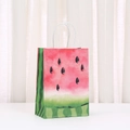 Minimalist kraft paper gift bag with refreshing watercolor watermelon pattern and handles - Watermelon Slice Illustration Style (523-3)