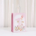 Pink checkered gift bag with cute duck and number 1 for first birthday celebrations - Pink Gingham Number 1 Duck Style (526-1)