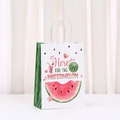 Summer themed kraft paper gift bag with watermelon print and white twist handles - Here FOR THE WATERMELON Lettering Style (523-6)