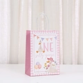 Pink checkered gift bag with ONE silly goose cartoon duck and birthday party theme - Silly Goose Text Style (526-6)