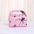 Caja de regalo rosa para Halloween con patrón de araña y asa para dulces y pasteles - Estilo Rosa (A031-5) / 16x9x9cm
