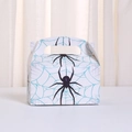 Halloween gift bag with spider web print and handle made of white card paper - White Style (A031-4) / 16x9x9cm