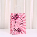 Pink spider print Halloween paper gift bag with white rope handles on a stylish background - Pink Base White Web Style (525-3)