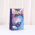 Dettaglio del sacchetto in carta kraft a tema gioco neon con controller e testo GAME - Stile Joystick (H014-2) / 22cmx13cmx8cm