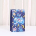 Kraftpapiertüte mit Neon-Game-Controller-Motiv und blauen Spielgrafiken mit Griffen - Neon-Icons-Stil (H014-5)