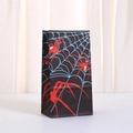 Halloween kraft paper gift bag with red spider print and blue web patterns - Black Background Red Spider (845-6)