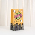 Stadt-Held ZAP Druck Gelbe Kraftpapier Einkaufstasche mit Stadtsilhouette und Griff - Gelb ZAP Stil (847-2) / 24x13x8cm