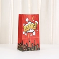 Red city hero kraft paper gift bag with creative BANG print for shopping and packaging - Red BANG Style (847-1) / 24x13x8cm