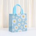 Sacchetto regalo in carta kraft azzurra con stampa a margherite per feste e shopping - 23x22x11cm / Azzurro (4023-6)