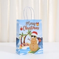 Creative tropical surfing snowman print on Kraft paper Christmas gift bag with handles - Sandman Surfing Style (533-3) / 21x15x8cm