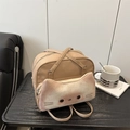 Süßer beiger Katzen-Toast Rucksack für Damen mit 3D-Katzentasche und verstellbaren Gurten - Hellbraun