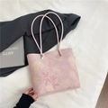 Rosa Damen-Einkaufstasche mit Blumenmuster, großem Fassungsvermögen und Textur - Rosa