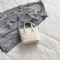 Beige checkered small handbag and crossbody bucket bag with adjustable shoulder strap - Off White