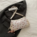 Borsa sottobraccio bianca con stampa a ciliegie rosse e graziosi dettagli fiocco - Bianco