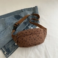Bruine corduroy crossbody tas met hartpatroon en verstelbare riem voor dames - Bruin