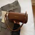 Braune Leder Baguette-Tasche mit geknotetem Schultergurt und goldenen Beschlägen - Braun