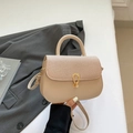 Bolso bandolera elegante en beige con hebilla dorada y asa superior de moda - Caqui