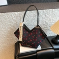 Bolso tote con estampado de cerezas, abertura en V irregular y correas de hombro - Cereza Negra