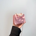 Mini sac à bandoulière rose pour filles avec motif matelassé, nœud et poignée perle - Rose