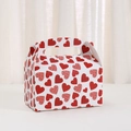 White cardboard gift box with red heart patterns and integrated handles for desserts - I LOVE YOU Heart Pattern (A023-4)