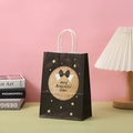 Sacchetto regalo Festa del Papà in carta kraft nera con papillon dorato e corda bianca - Stile Bronzatura Papillon Rotondo (242-2)