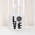 Bolsa de compras blanca de tela no tejida con estampado de voleibol LOVE - Tema de Voleibol LOVE (9021-6)