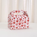 White cardboard gift box with red hearts and handle for Valentine baking and desserts - Full Red Heart Pattern (A023-2)