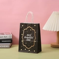 Elegante sacchetto regalo in carta kraft nera con pois dorati e manico in tessuto per papà - Stile del Testo Bronzato a Pois (242-3)