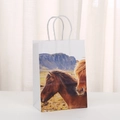 White kraft paper horse gift bag with landscape print and twisted rope handles - 463-7; Kraft Paper; 21*15*8