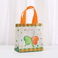 St. Patrick's Day non-woven gift bag with green lucky clover and orange handles - 9025-2;20*20*9