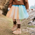 Girl's colorful mesh tutu skirt with irregular patchwork design in blue and orange - Blue / 80cm