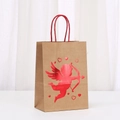 Kraft paper gift bag with red foil cupid and heart design for Valentine gifting - Cupid Style (127-2) / H21*L15*W8