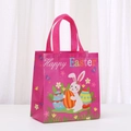 Easter non-woven gift bag featuring a cute white rabbit and Happy Easter greetings - White Bunny Holding Egg Style (5023-1) / Rose Pink