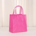 Rose pink non-woven gift bag with cross texture and reinforced handles for shopping - Rose Red