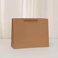 Vertical kraft paper gift bag with matching woven rope handles and side gusset detail - Horizontal-Large (32x25x11cm)