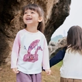 Pink raglan sleeve cotton t-shirt with cute rabbit graphic and Amila text for girls - 100 / Pink