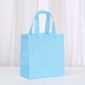 Detail of light blue non-woven gift bag with reinforced heat-pressed handles and texture - 23*22*11 / Macaron Light Blue
