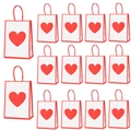 Set of 12 heart pattern paper gift bags in red and white for Valentines Day packaging - 21*15*8cm / White (705-6)